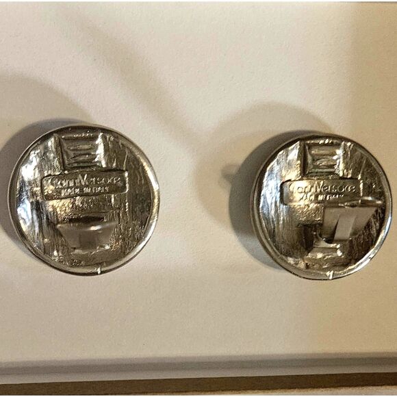 Gianni Versace (Authentic) Black & Rhinestone Round 1" Clip-on Vintage Earrings - Picture 7 of 7